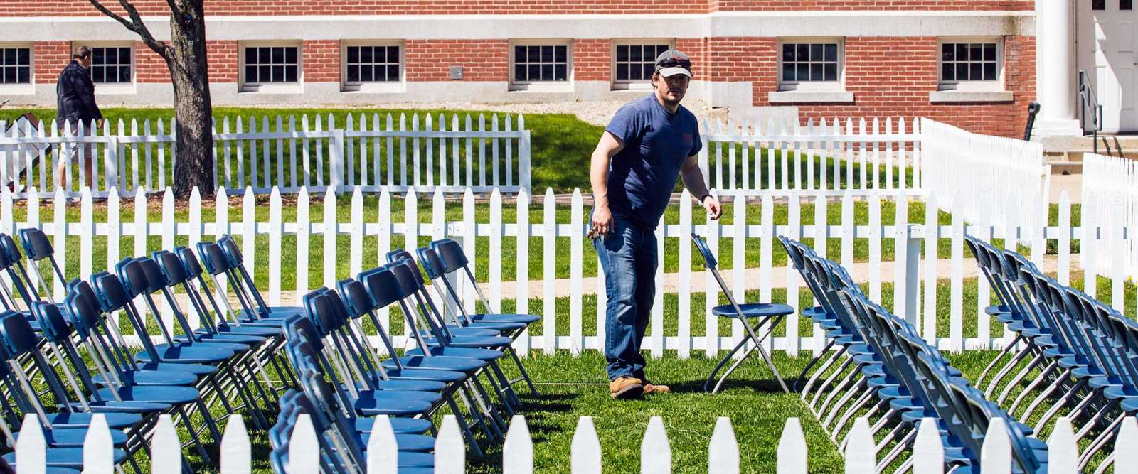 Grounds Crew Setting Up for Commencement