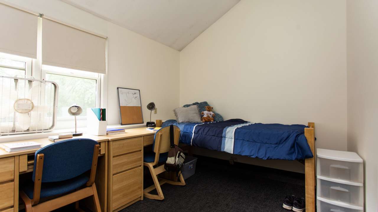 Owl's Nest double occupancy room, facing bed