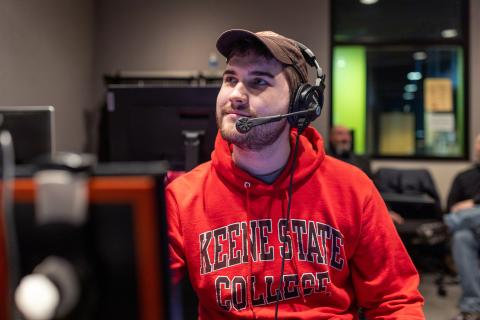 A student working on a TV broadcast